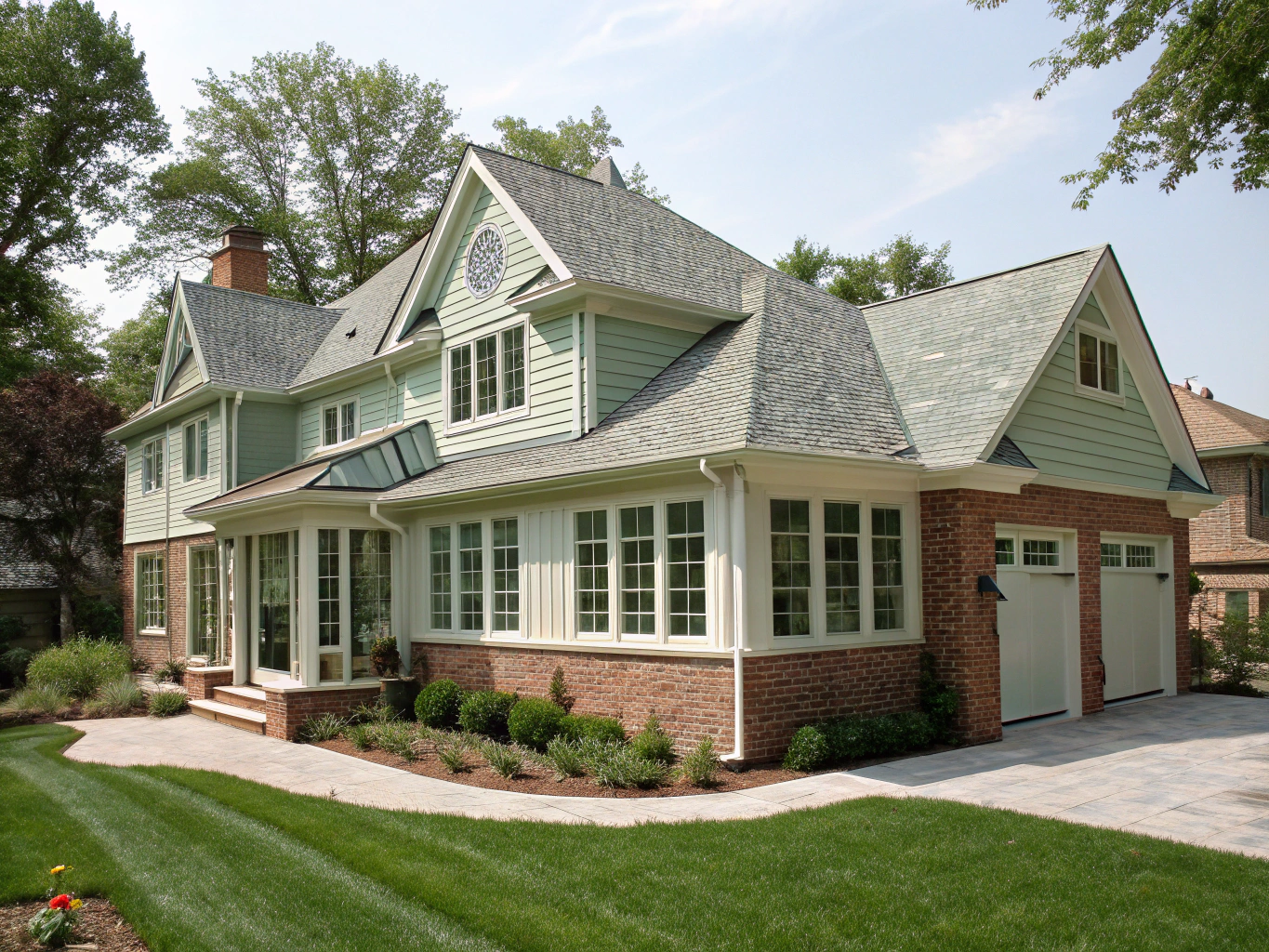 Illustrative example: Exterior view of an architectural home addition with cohesive roofline